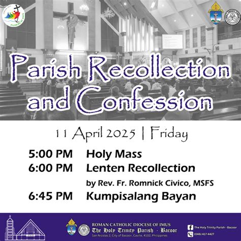 holy trinity parish - bacoor (diocese of imus) mass times|Diocese of Imus .